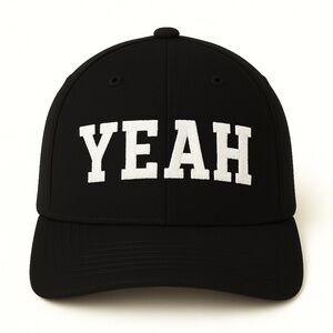 YEAH Black Baseball Hat – White Embroidered Minimalist Streetwear Aesthetic Cap